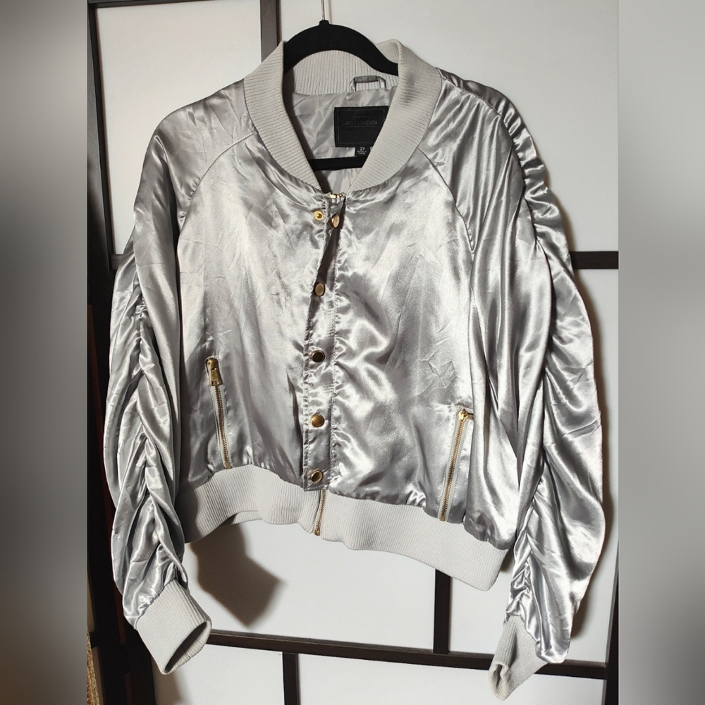 Miss London Metallic Bomber Jacket